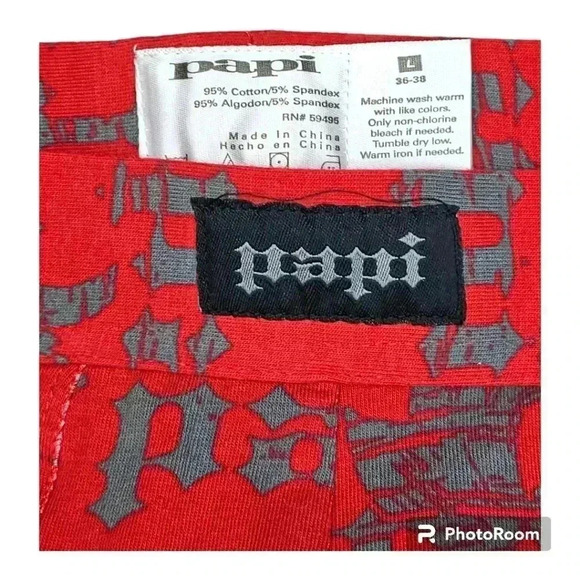 PAPI ETERNITY COTTON BLEND BRAZILLIAN BRIEFS RED/ GREY PATTERN #980555 LARGE NWT - Picture 3 of 6